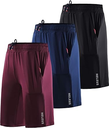 NELEUS Women's High Waist Yoga Shorts Tummy Control Workout Running  Compression Shorts with Pocket, 9035 3 Pack:black/Grey/Blue, M price in UAE,  UAE